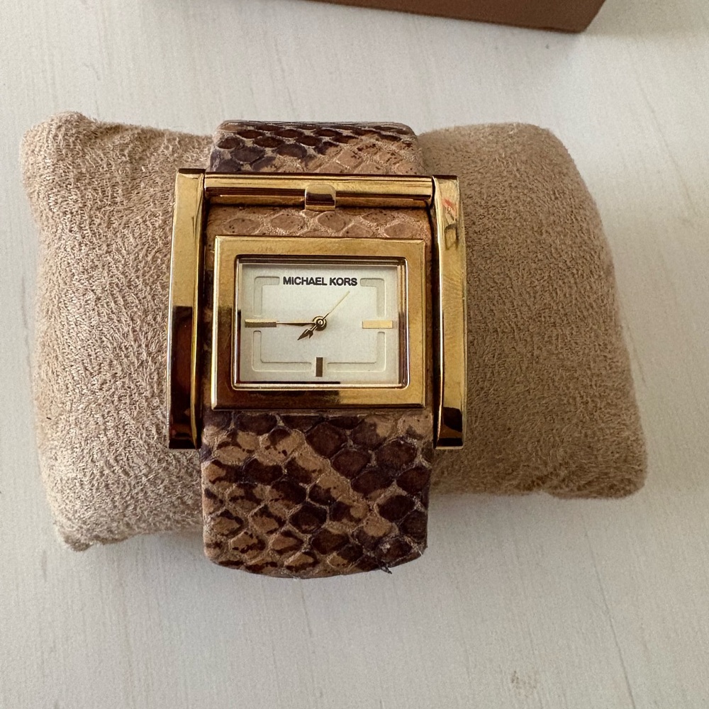 Michael Kors Gold and Brown Snake Pattern Bracelet